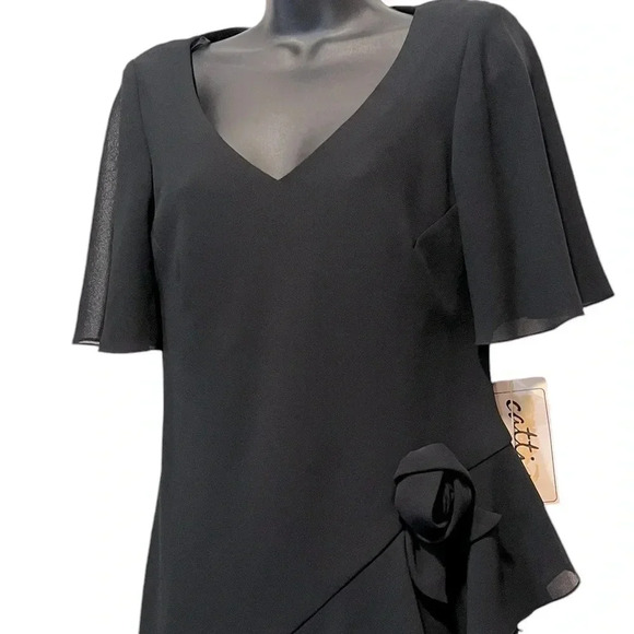 Vintage NWT Southern Gothic Beaded Black Short Sleeve Womens Asymmetrical Dress - Picture 3 of 11